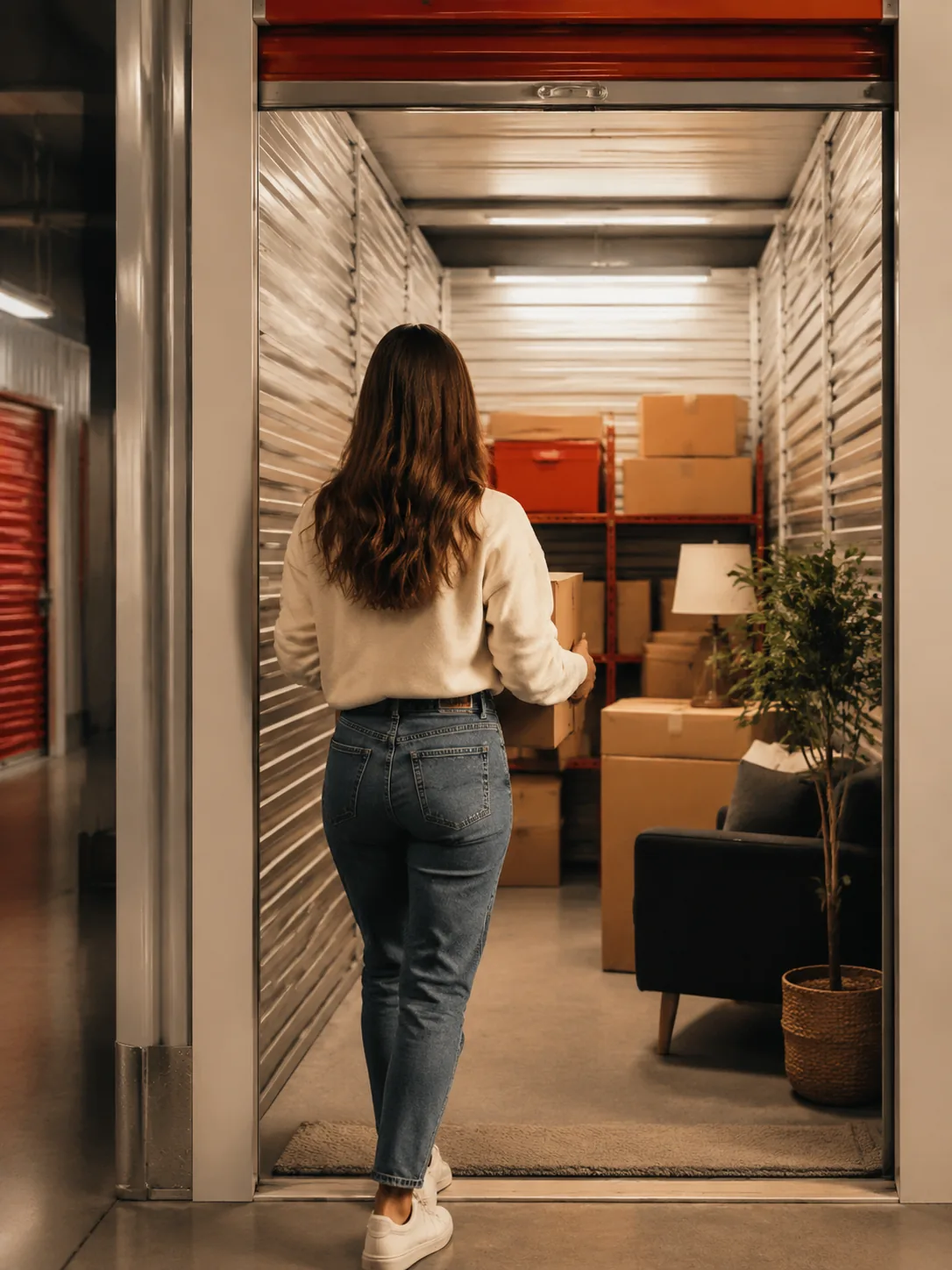 Cliente che utilizza il proprio box in una struttura self storage